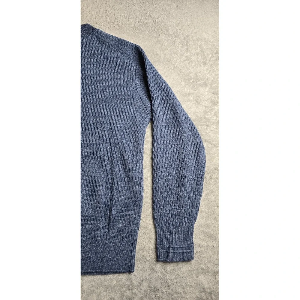Line of Trade Sweater Mens Large Blue Wool Blend Cable Knit Long Sleeve Pullover